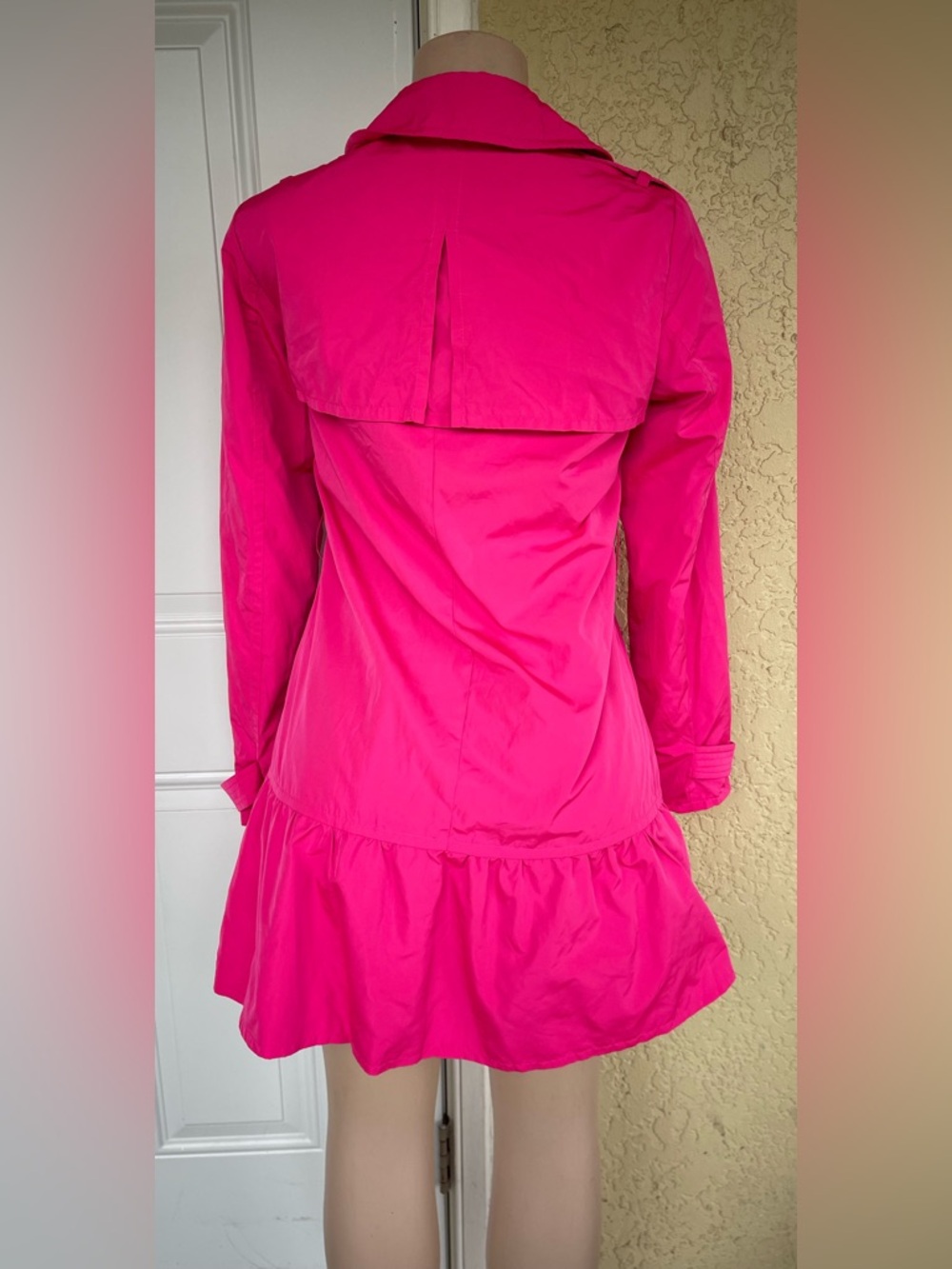 kate spade Vibrant Hot Pink Double-Breasted Trench Coat - Picture 2 of 11
